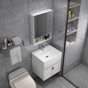 陶瓷挂墙式 洗手盆小户型浴室w柜组合迷你小尺寸一体洗漱台洗脸面