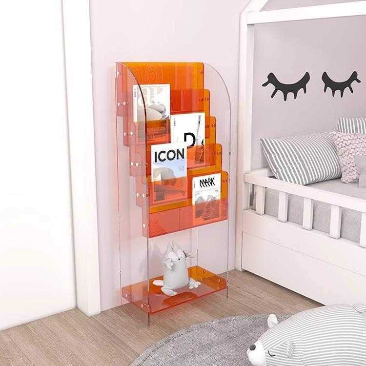 北欧设计师亚克力书报架杂志收纳展示陈列架儿童多层绘本落地书架