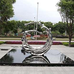 龙岗区依塔斯不锈钢浪花城市景观广场雕塑酒店水池喷泉夜景雕塑