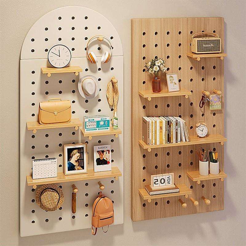 实木洞洞板置物架挂板墙上木质入户玄关门口墙面缝纫机线架