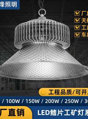 led鳍片工矿灯大功率车库天棚车间灯100W400W工业照明工厂吊杆灯