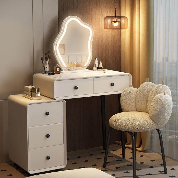 梳妆台卧室现代简约2025新款60CM奶油风轻奢床头一体小户型化妆桌