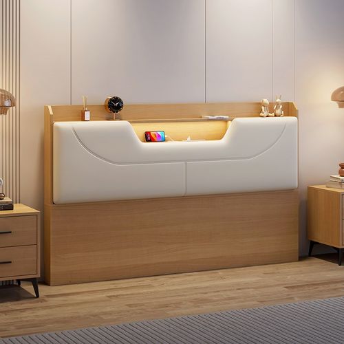 新款实木生态真皮软包床头单x买榻榻米背板置物落地挡板单独定制