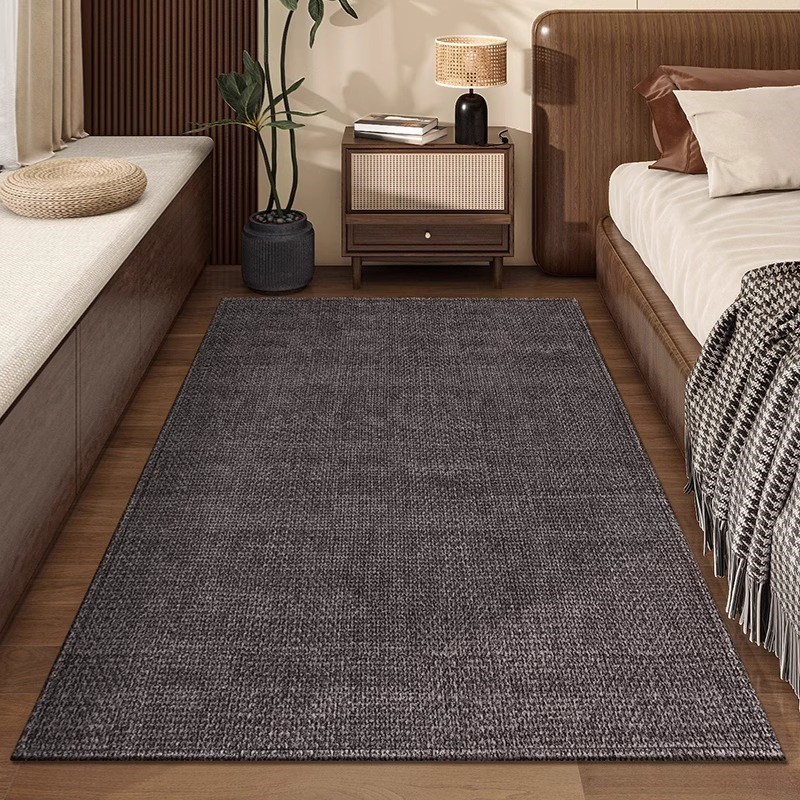 卧室床边地毯米色纹客厅沙发茶几C毯主卧床前可擦免洗耐脏防滑地