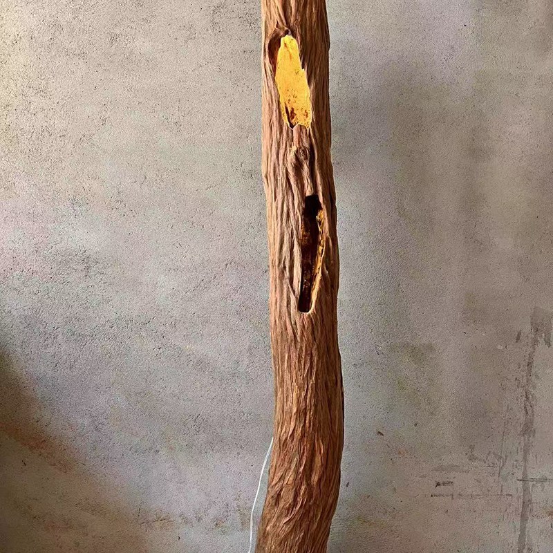 侘寂风实a木落地灯民宿酒店装饰挂墙灯茶室中古风化木质立式氛围