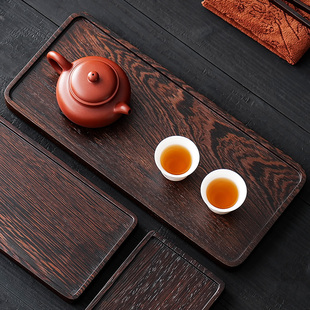 鸡翅木干泡茶盘中式 单层壶承壶托长方形盘实木茶托盘复Z古小型茶