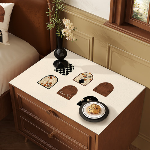 中古轻奢卧室床i头柜盖布垫子防尘防烫防水桌布桌面防滑保护垫定