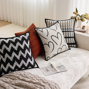 现代简约风抱枕客厅沙发靠垫套z卧室榻榻米飘窗腰垫爱心提花绒靠