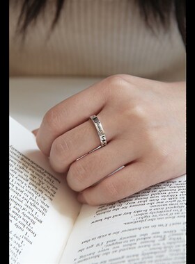 Heymedn黑门 慈绳爱索 轻奢复古925银情侣对戒男女款戒指