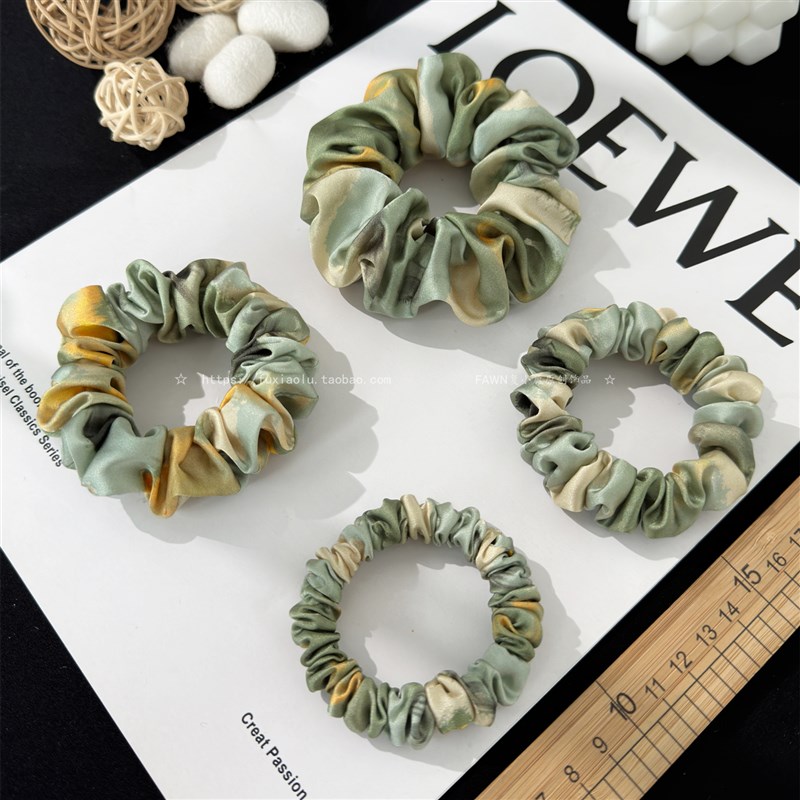 【3件8折】法式真丝发圈女高级感大肠发圈头绳2024V新款桑蚕丝缎