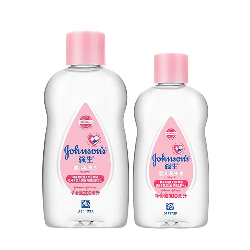 强生婴儿润肤油200ml宝x宝按摩油去头垢新生儿童抚触滋润保湿