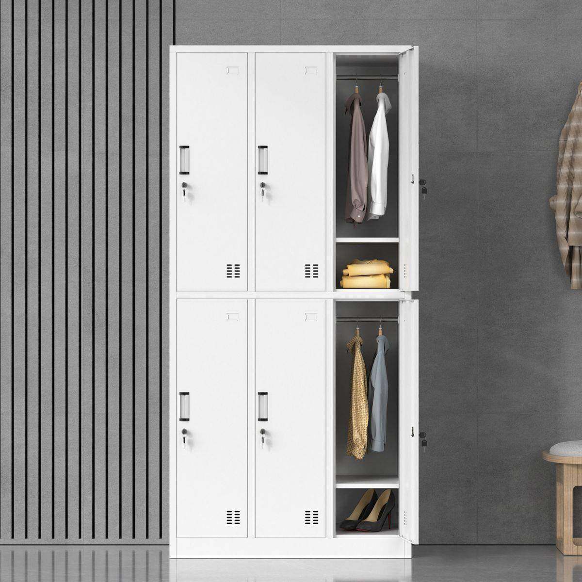 钢制员工六门更衣柜4门储物柜带锁工厂鞋柜宿舍换衣柜6门铁皮柜子