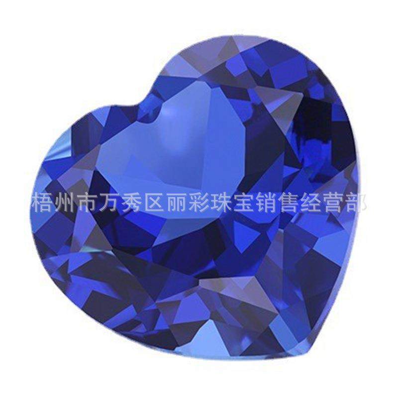 心形培育蓝宝石裸石 实验室培植桃心形蓝宝石Sapphire blue
