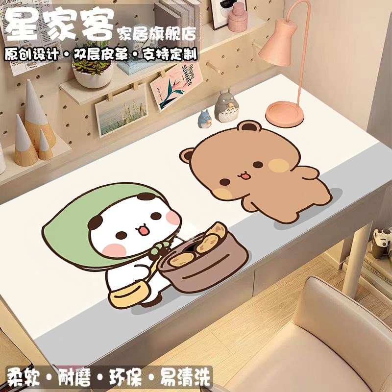 一二布布桌面垫超大号卡通写字办公皮革防水鼠标垫学生学习桌垫