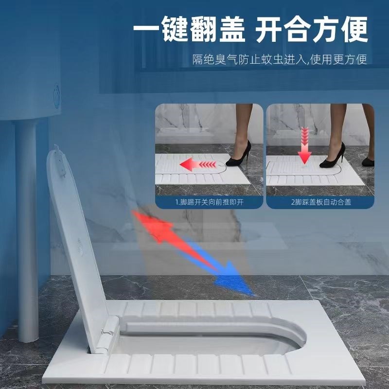 小户型蹲便器带盖板大冲力蹲坑陶瓷家用水箱套装蹲厕存水弯后排水