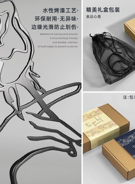 创意铁艺手执玫瑰花桌面摆件家居客厅玄关办公桌金属艺术装饰品