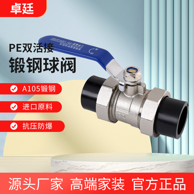 卓廷PE双活接球阀A105耐腐蚀