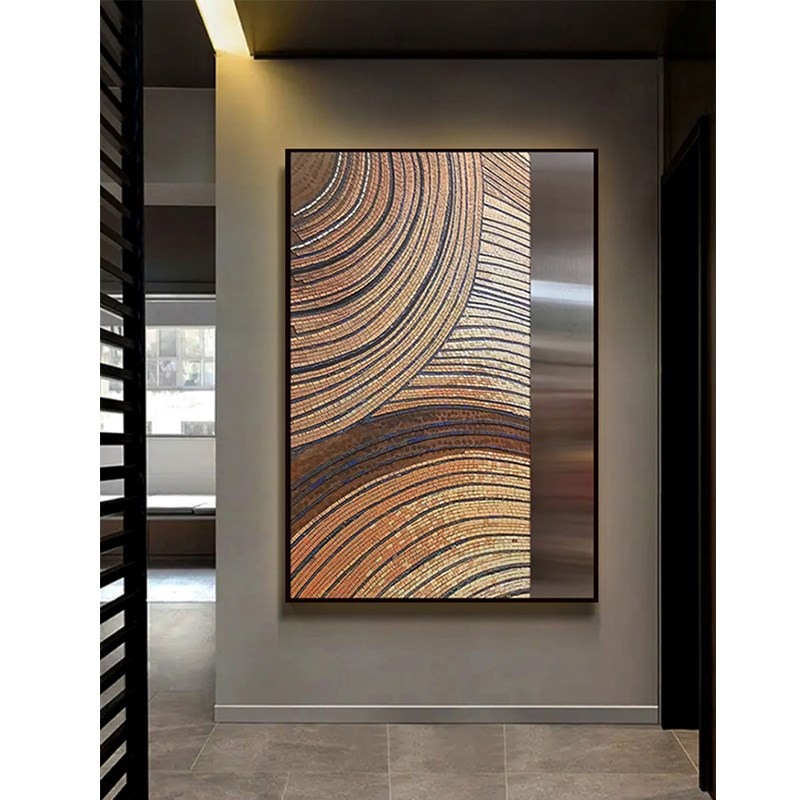 现代手绘立体肌理装饰画酒店沙岩轻奢高端客厅挂画高级感沙发背景图片