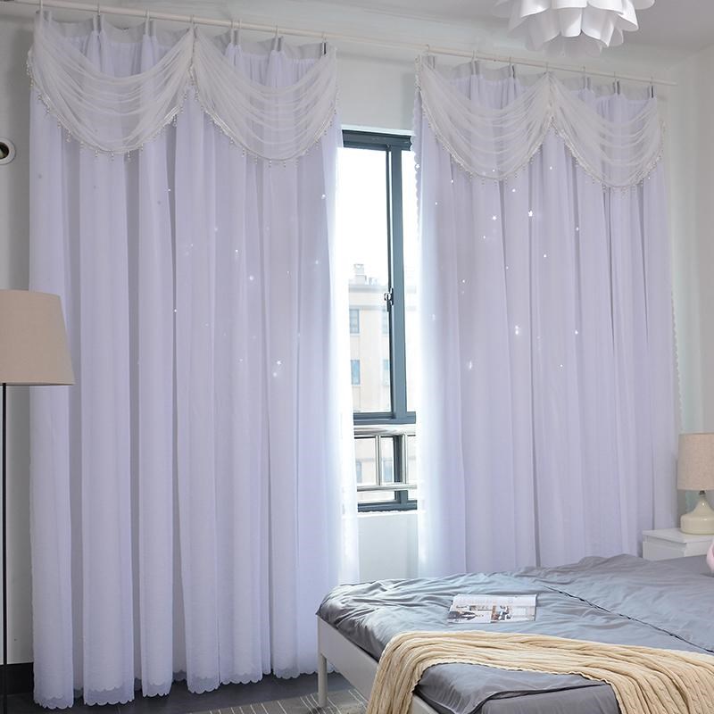 欧式定制窗帘成品客厅卧室纯色纱帘落地窗遮阳全遮光布隔热公主风