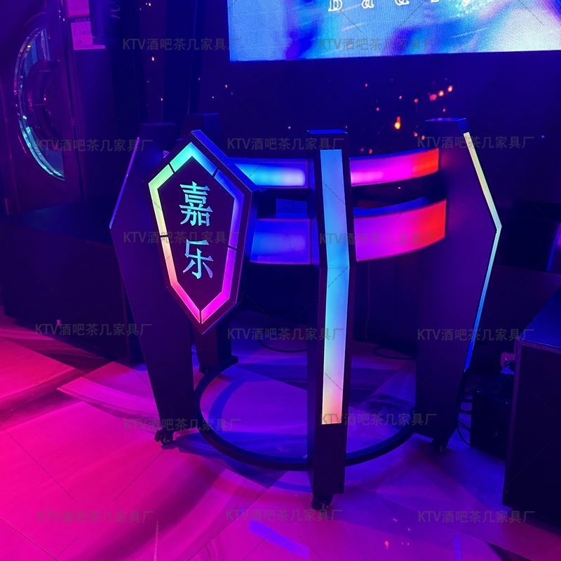 2024新款酒吧DJ台可移动旋转半圆款迪吧夜店KTV派对房打碟台定制