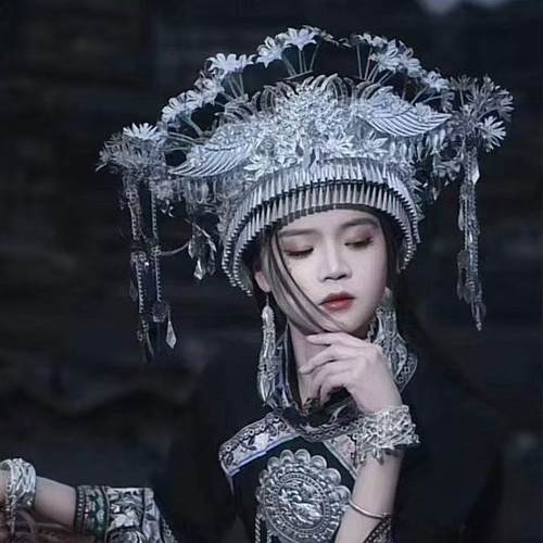 网红苗族银帽头饰不变色旅拍
