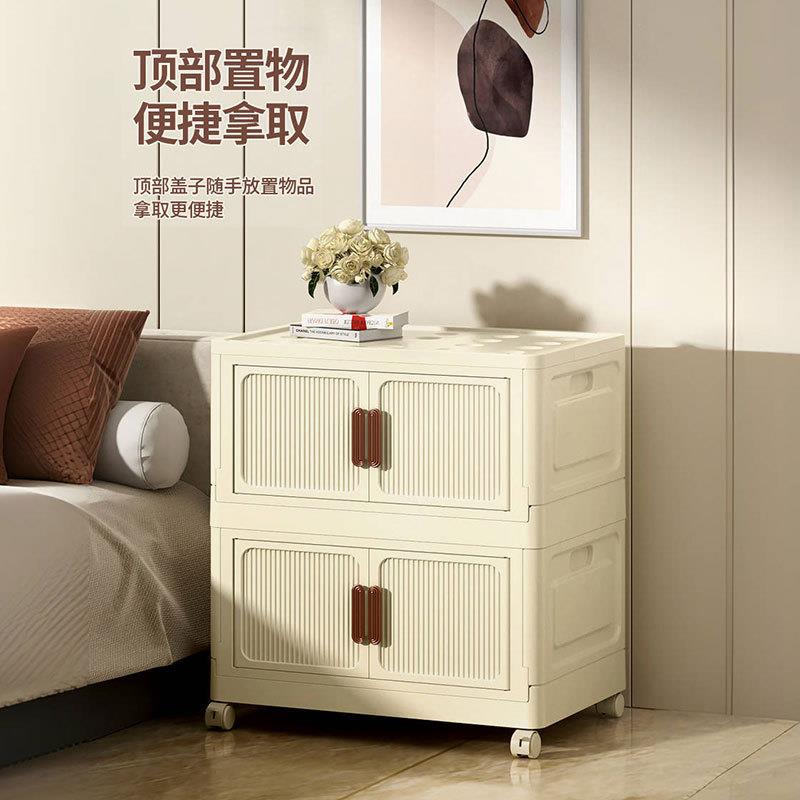 【折扣价】透明折叠收纳箱大号家居塑料置物柜床头储物柜可移动磁