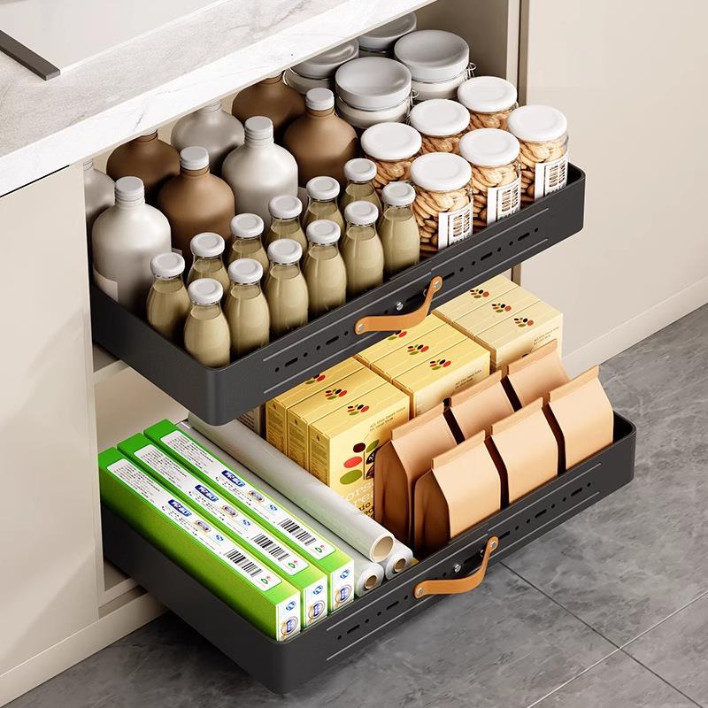 【折扣价】可伸缩调节厨房抽拉式置物架橱柜内抽屉式深柜下水槽拉