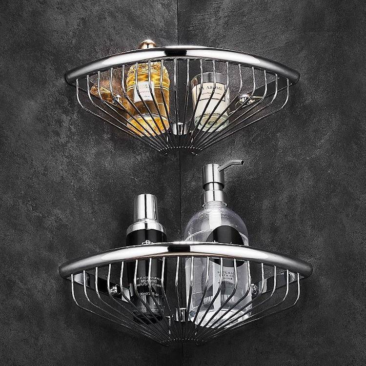 【折扣价】浴室不锈钢转角架置物架卫生间壁挂角架双层三角篮厕所