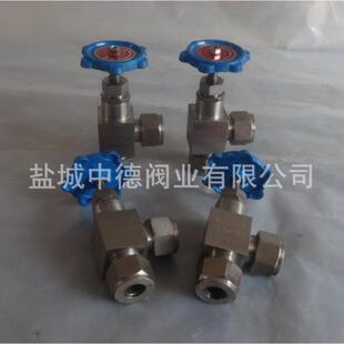 不锈钢角式卡套截止阀J94/24/61高压针型阀304/316液压仪表阀门