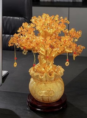 摇钱发财树招财前台乔迁客厅电视柜新年装饰花器新居酒柜