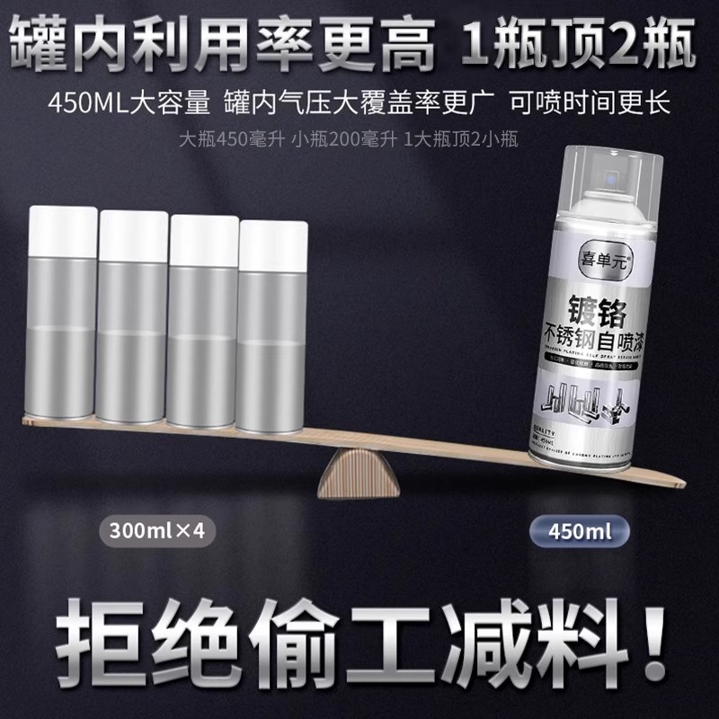 镀铬喷漆自喷漆不锈钢专用金属防锈漆免除锈电镀镀锌银粉银色油漆