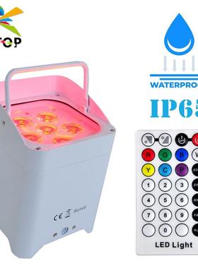 6x18W户外防水锂电池无线帕灯红外线遥控DMX512桁架照明白色外壳