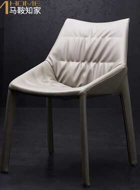 轻奢餐椅家用2022新款高级感灰色设计师餐桌椅意式极简软包椅子