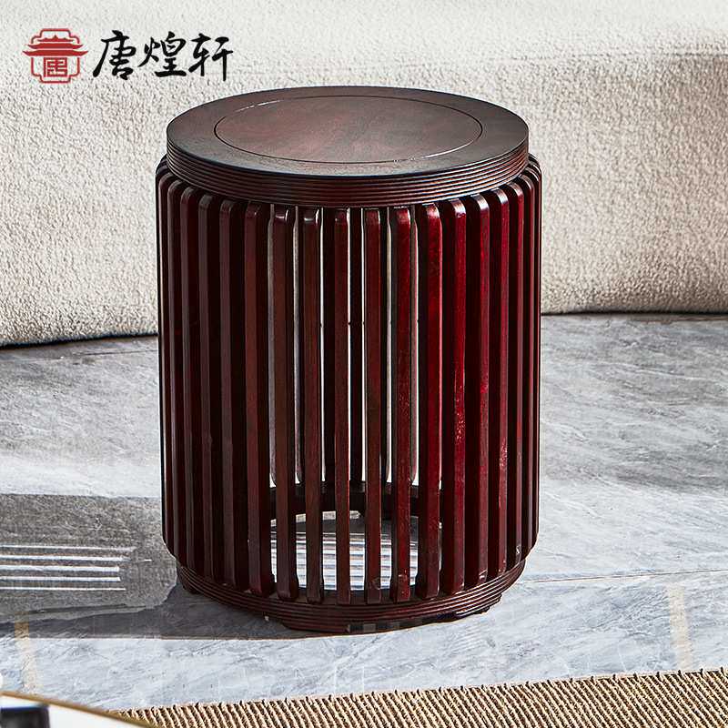 明清古典新中式赞比亚血檀圆鼓凳实木矮凳换鞋凳儿童小凳子餐凳