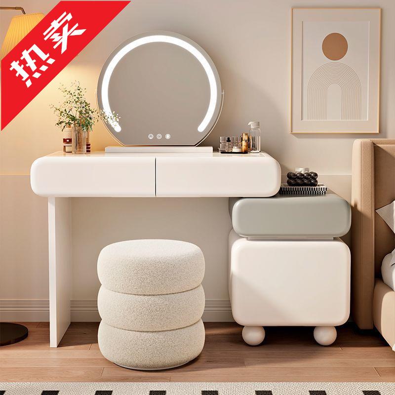 ir新款意式奶油风家居卧室梳妆台斗柜一体房间轻奢卧室家居梳妆