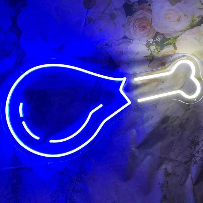 棒槌霓虹灯鸡腿骨头LED发光字造型亚马逊外贸游戏卧室咖啡室装饰