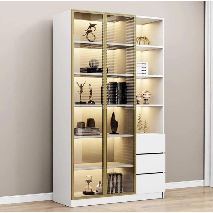 轻奢书柜玻璃门简约现代组合书架客厅落地整墙展示柜收纳置物书橱,模玩/动漫/周边/娃圈三坑/桌游,模型制作工具/辅料耗材,淘宝优惠券,粉丝福利购,淘宝优惠卷