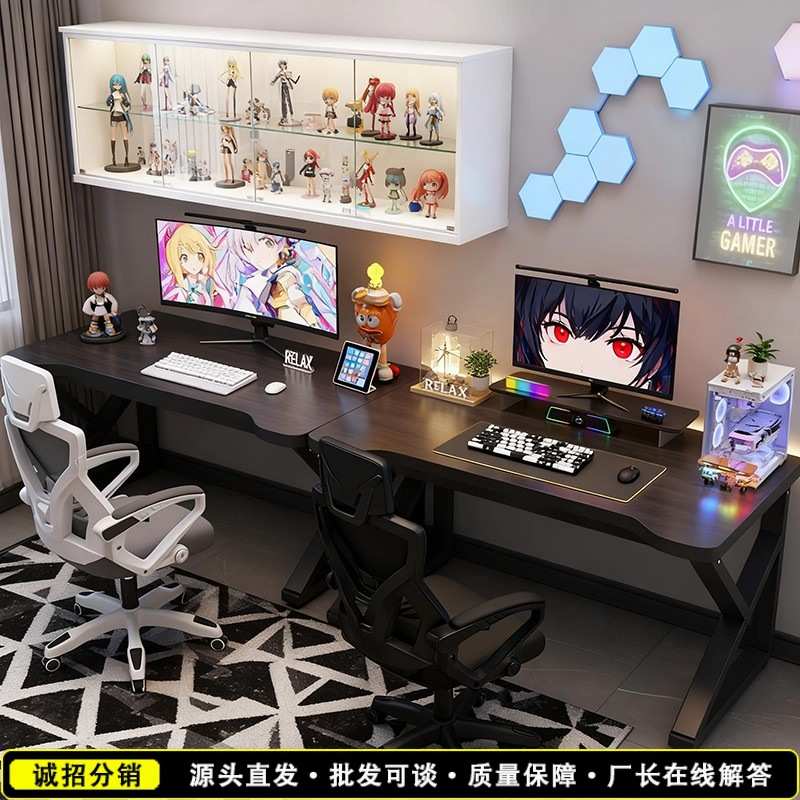 电脑桌台式家用学生学习桌椅组合书桌书架办公一体桌卧室宿舍桌子