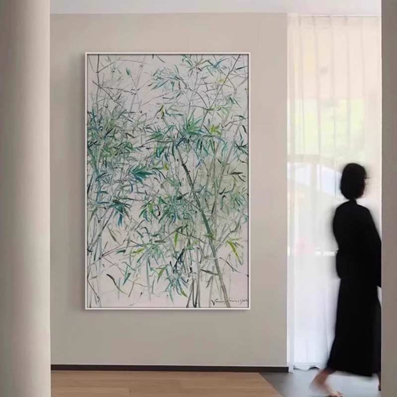 又见新绿 现代简约客厅装饰画植物花卉玄关挂画轻奢高级样板间画