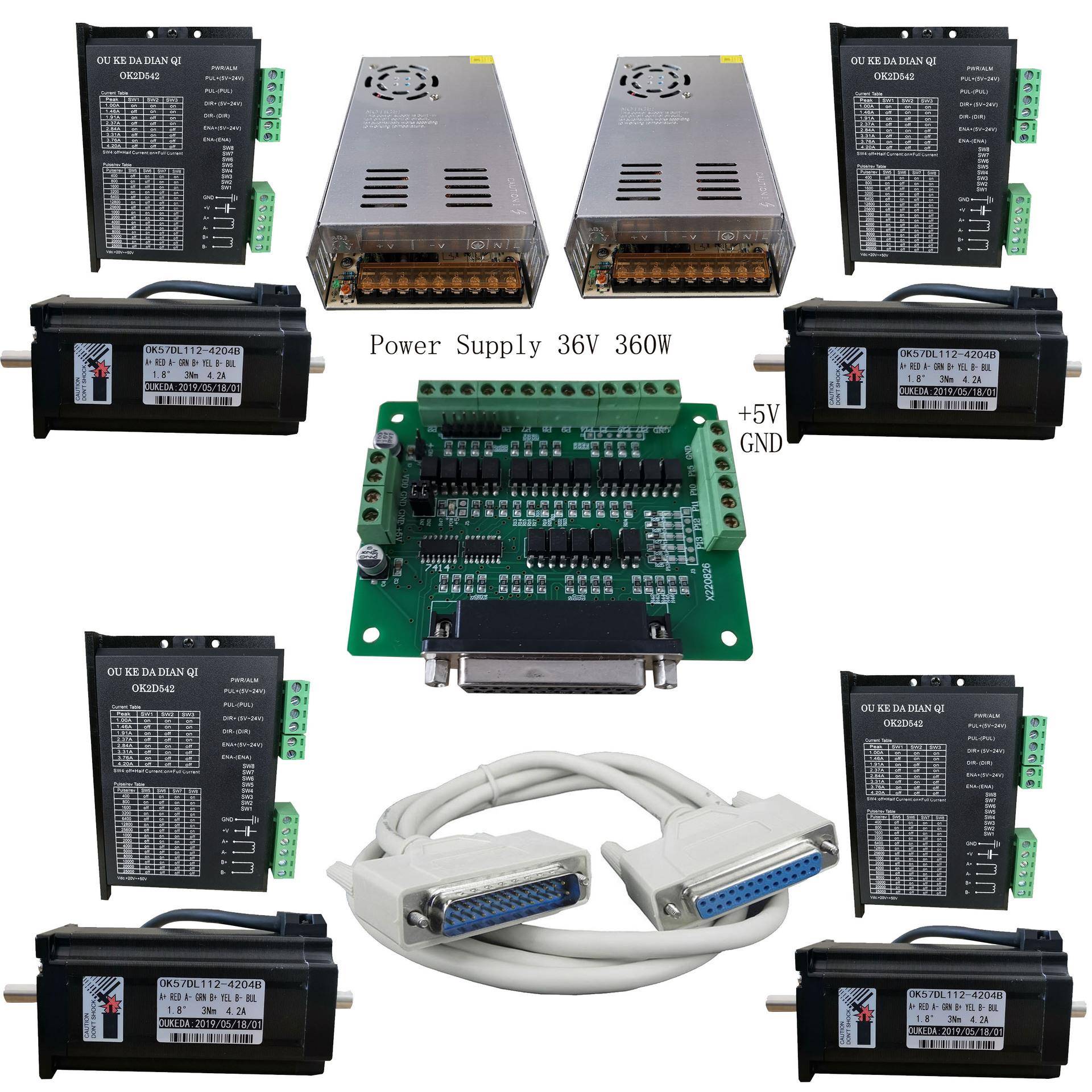 4轴 NEMA 23 步进电机套件 425oz-in 57双轴电机高扭矩数控套件