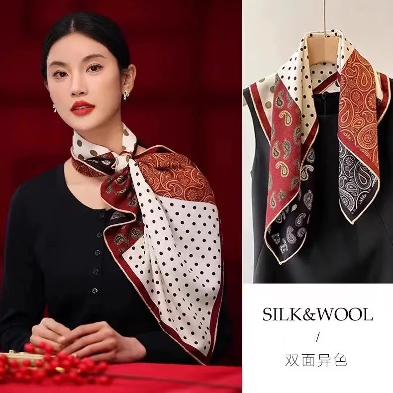 桑蚕丝羊毛【红色腰果丝毛】60丝毛方巾双面女士气质丝巾K616,服饰配件/皮带/帽子/围巾,围巾/丝巾/披肩,淘宝优惠券,粉丝福利购,淘宝优惠卷