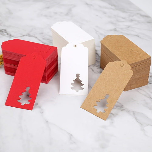 跨境代发款Red Christmas Tree Kraft Paper Card Packaging