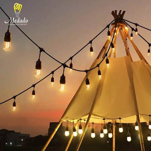 欧规灯串S14户外灯串跑马灯防水营地灯串露营灯串防水灯串插电款