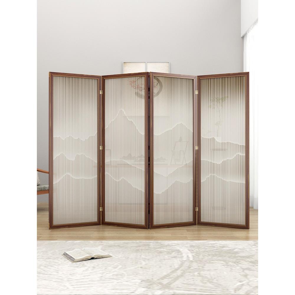 cs山水实木屏风隔断遮挡玄关客厅办公室折叠移动新中式房间分割