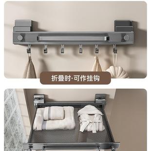 吸盘伸缩浴巾架毛巾架卫生间置物架浴室放衣服架子隐形免打孔吸盘