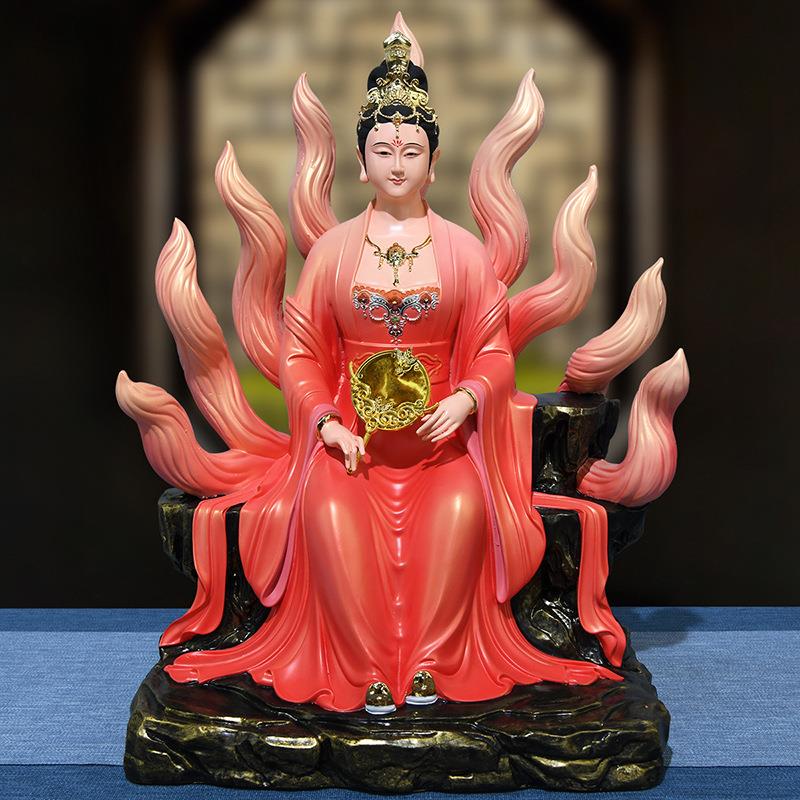 九尾狐狐仙娘娘神像树脂新款青丘女帝九姑娘摆件居家家用供奉像体