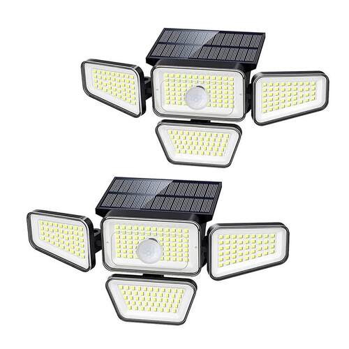 新款太阳能壁灯270LED四头人体感应太阳能户外庭院灯