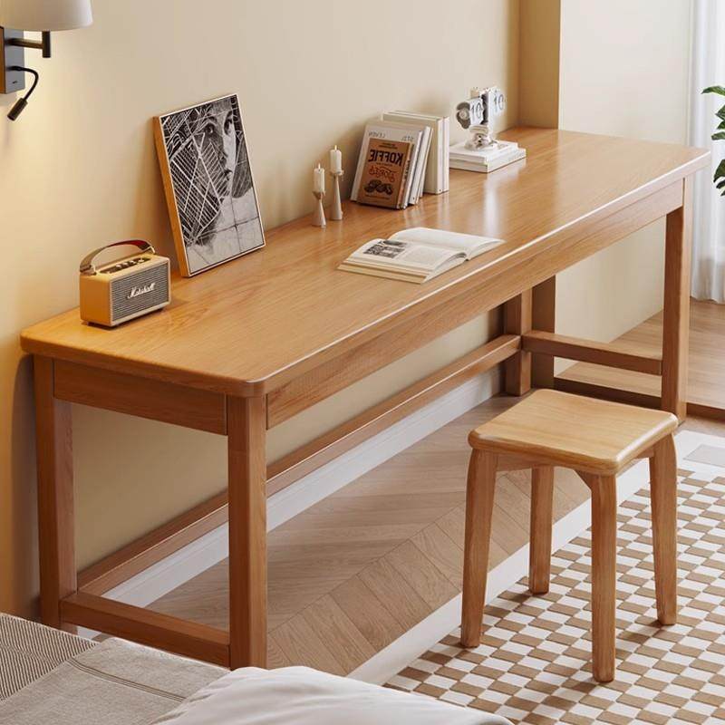 实木窄书桌小户型40cm宽电脑桌家用办公桌子工作台卧室学习写字桌