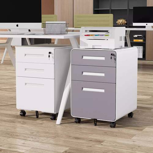 钢制桌下活动柜带锁移动矮柜抽屉收纳柜小型储物柜办公文件存放柜