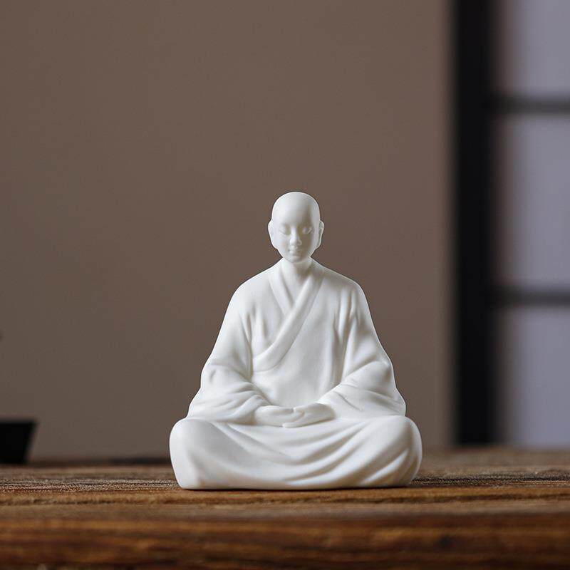 【德化白瓷】小和尚摆件 陶瓷工艺品 禅意家居玄关柜台桌面装饰品